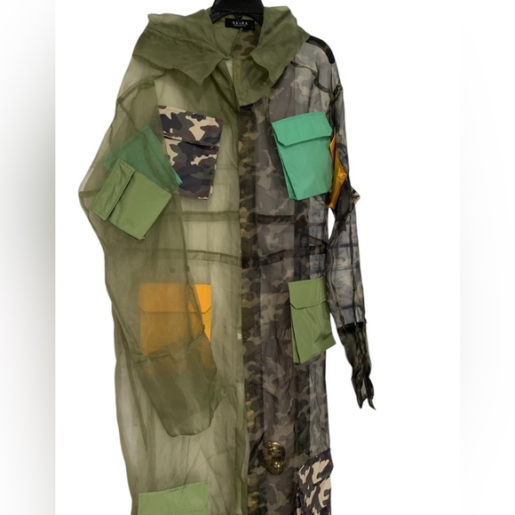 Translucent camo print hoodie duster. OS. - Picture 2 of 11